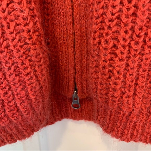 Cabi chunky knit zippered cardigan mohair blend pink salmon red medium #620 - Picture 5 of 9